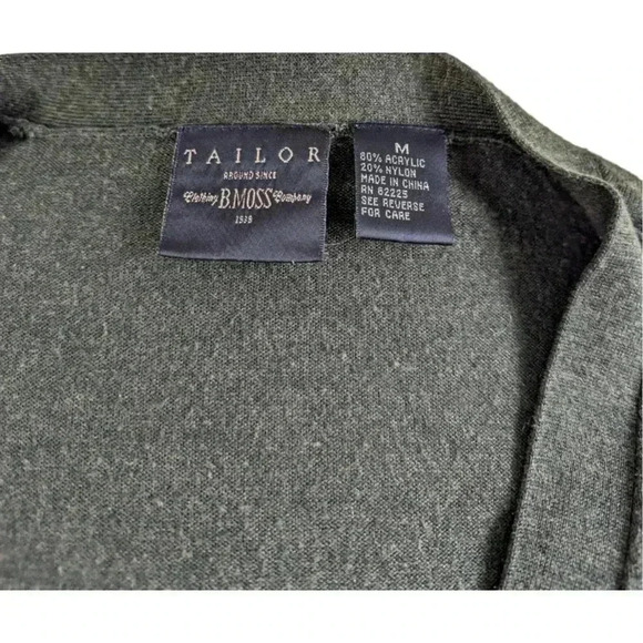 Tailor B.Moss V-neck Button Up Cardigan Sweater Dark Green Size M - Picture 4 of 4